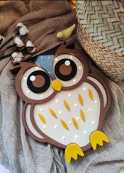 تصویر چراغ خواب چوبی جغد 