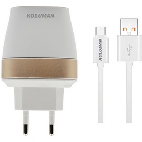 تصویر شارژر دیواری کلومن مدل KC-H300 به همراه کابل microUSB Koluman KC-H300 Wall Charger with microUSB Cable