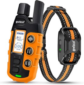 تصویر قلاده تربیتی ریموت دار سگ برند wizco(رنگ آبی موجود) Wizco Dog Collar - 3300Ft Dog Training Collar with Remote for 5-120lbs Small Medium Large Dogs Rechargeable Waterproof e Collar with Beep (1-8), Vibration(1-16), (Orange)