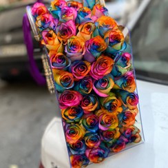 تصویر پارتی بگ 40 شاخه رز هفت رنگ 