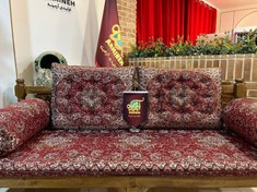تصویر ست 5 تکه پشتی سنتی ترمه طرح سالار رنگ قرمز 