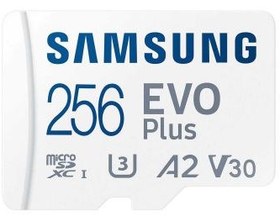 تصویر کارت حافظه microSDXC سامسونگ مدل Evo Plus کلاس 10 استاندارد UHS-I U3 سرعت 130MBps همراه با آداپتور SD ظرفیت 256 گیگابایت Samsung evo plus 256GB