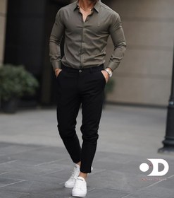 تصویر پیراهن مردانه ساتن اعلا رنگ سبز سایز L و XL و 3XL و 4XL 