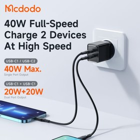 تصویر کلگی فست شارژ Mcdodo CH-2501 Gan 2Port 3A QC4.0 PD 40W Type-C MCDODO CH-2501 GAN 2PORT 3A QC4.0 PD 40W TYPE-C FAST WALL CHARGER