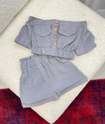 تصویر ست کراپ و شلوارک دخترانه هونو 