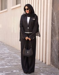 تصویر ست کت و شلوار مشکی طرح سمن 