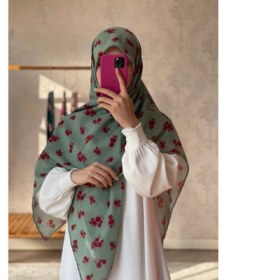 تصویر روسری سبز گل رز قرمز 