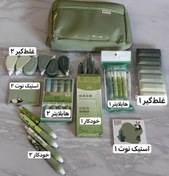 تصویر ست لوازم تحریر با جامدادی سبز 