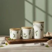 تصویر پاسماوری سرامیکی طرح‌دار با درب چوبی کد15 Patterned ceramic bank with wooden door code15