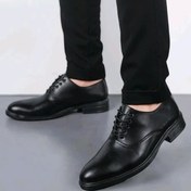 تصویر کفش مردانه مجلسی مدل کسری رویه چرم مصنوعی رنگ مشکی 