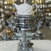 تصویر سماور گازی سما سه کاره عدسی قوری دار 6 لیتر مشبک طرح دار 