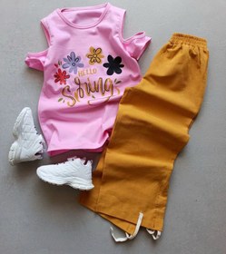 تصویر تاپ شلوار گل 