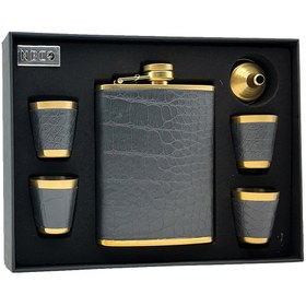 تصویر هیپفلاسک nbco مدل چرم سنگی - مشکی 