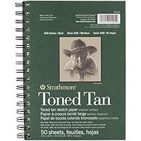 تصویر Strathmore 400 Series Sketch Pad, Toned Tan, 5.5x8.5 inch, 50 Sheets - Artist Sketchbook برای طراحی، تصویرسازی، دانش آموزان کلاس هنر Strathmore 400 Series Sketch Pad, Toned Tan, 5.5x8.5 inch, 50 Sheets - Artist Sketchbook for Drawing, Illustration, Art Class Students
