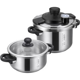 تصویر زودپز دوقلو جی فی نی مدل G-03 PLUS ظرفیت ۴ لیتر با بدنه استیل 