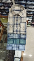 تصویر پیراهن مردانه مجلسی طرح TOMMY HILFIGER | پارچه فلورا چهارخانه دوخت صنعتی - آبی / M 