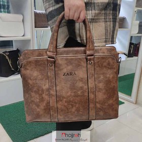 تصویر کیف اداری و دانشجویی چرم طرح زارا ZARA گردویی کد HK55 