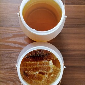 تصویر عسل طبیعی گون آویشن با برگه آزمایش 