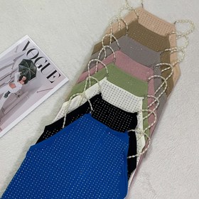 تصویر تاپ نگین دار جنس کبریتی پنبه فری سایز ۳۶ تا ۴۰ - کرم 