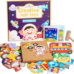 تصویر میخ و چکش چوبی 