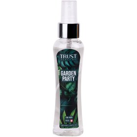 تصویر بادی میست مردانه مدل Garden Party تراست TRUST با حجم 100 میل اسانس: مشابه عطر Eros Versace، گروه بویایی: وانیل، آروماتیک، سبز، تند تازه، نت اولیه: وانیل ماداگاسکار، سروویرجینیا، سرو اطلسی، وتیور، خزه بلوط، نت میانی: دانه تونکا، آمبروکسان، شمعدانی، نت پایانی: نعناع، سیب سبز، لیمو