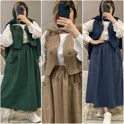 تصویر ست شومیز و جلیقه و دامن زنانه مدل مرسده جنس شانتون و داکرون 