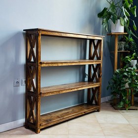 تصویر کتابخانه چوبی روستیک دکور مدل Bo900 - قهوه ای ا a wooden bookcase a wooden bookcase