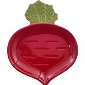 تصویر ظرف سرو سرامیکی بنیکو مدل تربچه تخت - قرمز / Beniko Ceramic Serving Plate Radish Flat Model