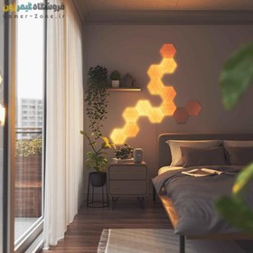 تصویر پنل روشنایی شش ضلعی هوشمند 13 تکه نانولیف طرح چوب Nanoleaf Elements Hexagons Wood Look Starter Kit (13 Panels) 