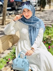 تصویر روسری وال نخی ژاکارد گلریز کرم 