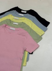 تصویر کراپ تیشرت کش بافت زنانه 