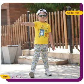 تصویر تیشرت شلوار پسرانه طرح خرس کد 938 Boys' t-shirt with bear design 938