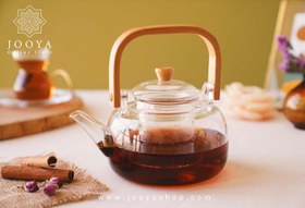 تصویر قوری پیرکس دسته بامبو Tea maker pirex