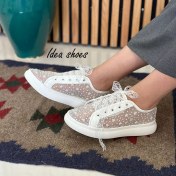 تصویر کتانی عروس رنگ سفید طرح گلدار کد 447 