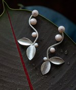 تصویر گوشواره نقره و عقیق مروارید A1125 