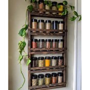 تصویر شلف دیواری جا ادویه ای و استند تمام چوب روسی مناسب آشپزخانه 