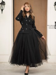 تصویر ست کت ودامن گره استایل مدل قوی سیاه 