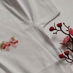 تصویر تیشرت زنانه نخ پنبه فری سایز طرح آلبالو پینترستی 