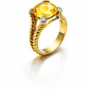 تصویر انگشتر نقره زنانه طرح رویال عیار۹۲۵ با سنگ سیترین Silver ring