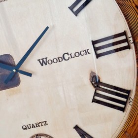 تصویر ساعت دیواری دکو پارس چوبی 70 سانتی رنگ طبیعی چوب Wallclock decoparsi