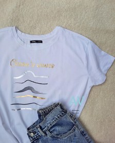 تصویر تیشرت سفید طرح موج T_shirt