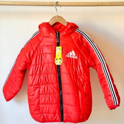 تصویر کاپشن آدیداس بچگانه وارداتی کلاه دار قرمز - سایز 