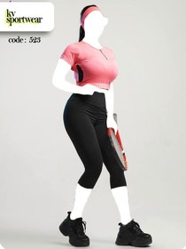 تصویر ست کراپ شلوارک بلند ورزشی زنانه NIKE کد 001 Crop set of NIKE womens long sports shorts code 001