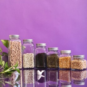 تصویر جار شیشه ای کندی 14 سانتی درب کانتینری سایز 4 