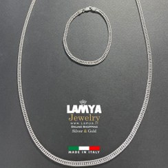 تصویر ست زنجیر و دستبند نقره ایتالیا مدل کارتیه تراش خرده 5mil کد N106 