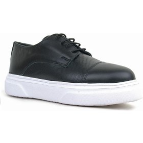 تصویر کفش کلاسیک بچگانه مشکی با کفی بلند چرم برند rakerplus Leather Black High Sole Kids Classic Shoes