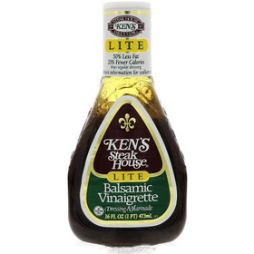 تصویر سس سالاد کنز بالزاميک لايت 473 ميل گلوتن فری kens مدل balsamic lite Ken's Steak House Lite Balsamic Vinaigrette 473ml