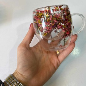 تصویر ماگ دو جداره گلدار 