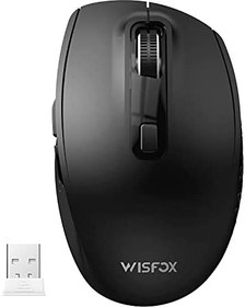 تصویر Wireless Bluetooth Mouse, WisFox Silent Mouse with 3 Modes (BT5.0/BT3.0+USB) and 3 Levels Adjustable DPI, 6 Buttons Portable Wireless Mice Ergonomic Mouse for Laptop Windows Mac iPad (Black) 