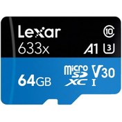 تصویر کارت حافظه microSDXC لکسار مدل 633X کلاس 10 استاندارد UHS-I U3 سرعت 100MBps ظرفیت 64 گیگابایت ا Lexar 633X UHS-I U3 100MBps microSDXC - 64GB Lexar 633X UHS-I U3 100MBps microSDXC - 64GB
